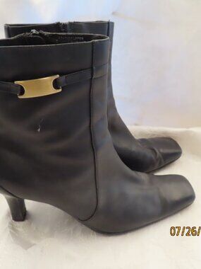 Karen Scott VintageY2K 8.5 M Teddi Square Toe Leather Heel Ankle Boots